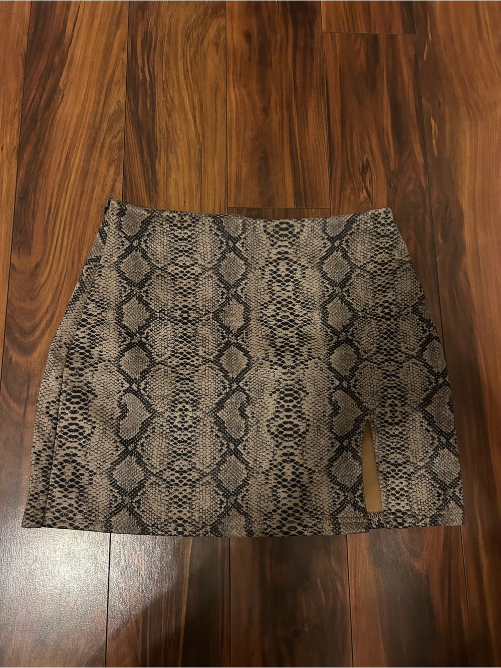Snake Print Mini Skirt in Taupe and Black